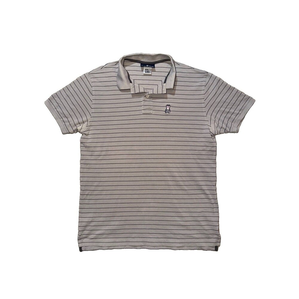 Psycho Bunny Gray Striped Polo Size 7 (XL)